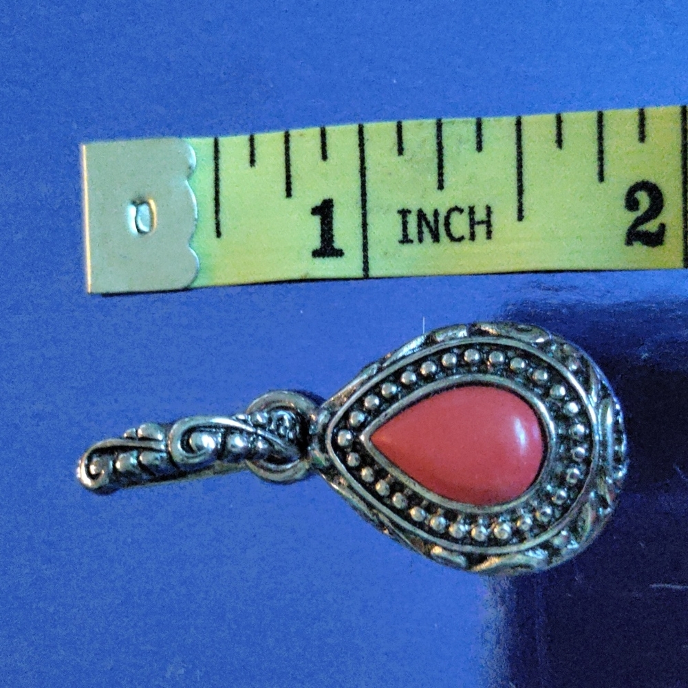 TEARDROP CORAL SILVER CHARM